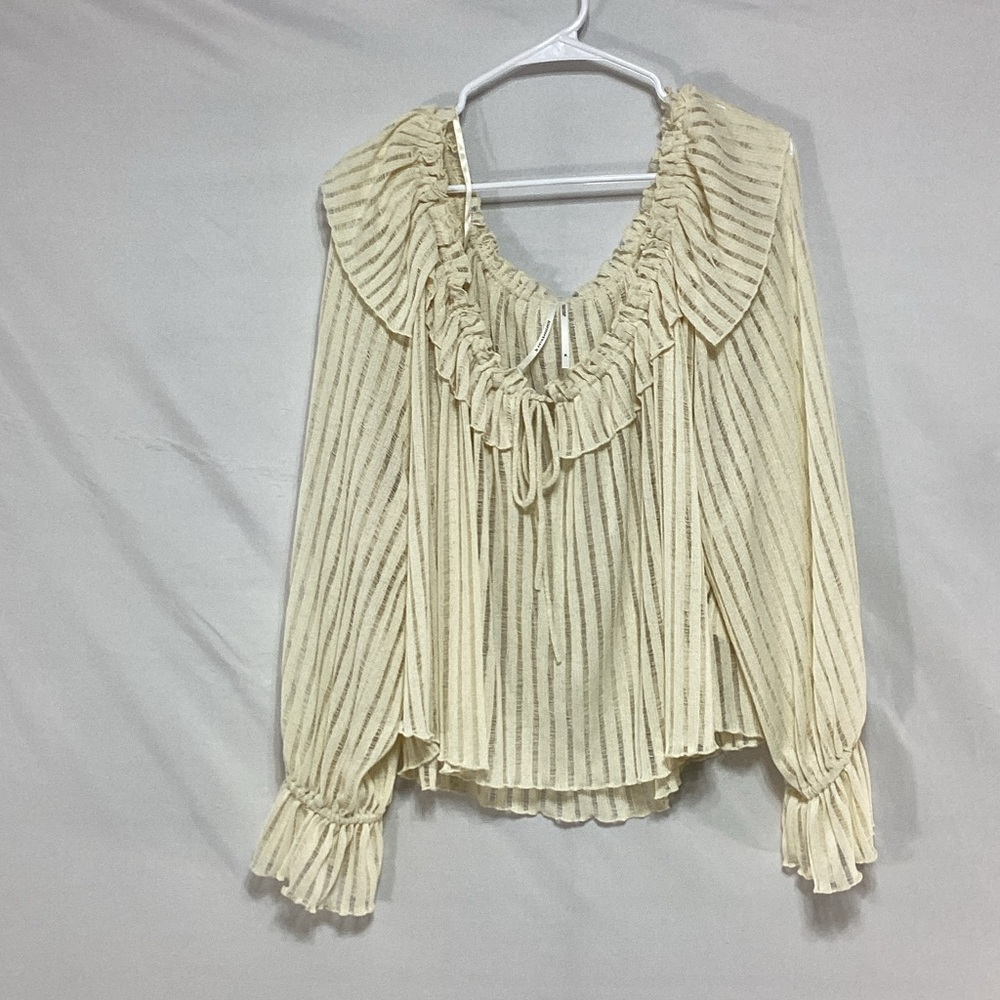NWT Anthropologie XL Cream Ruffle Blouse